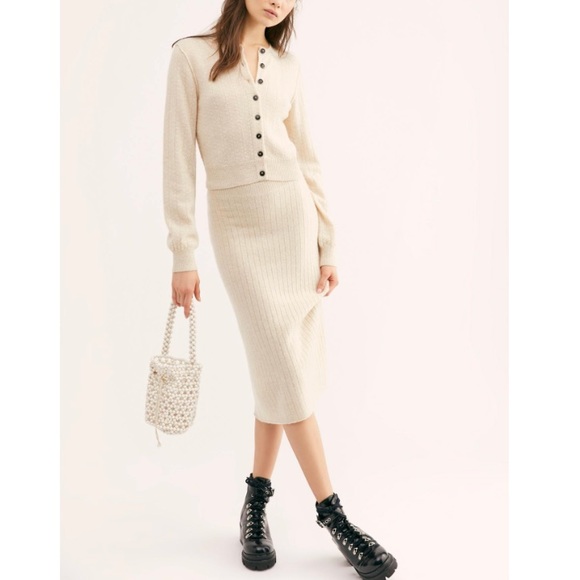 SOLD🎈Free People Skyline Cashmere Midi Skirt - Picture 3 of 7